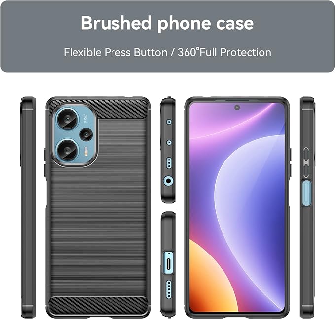 Protectores para celular  para Xiaomi  Pocophone Poco F5 Funda de tpu fibra de carbono Negro