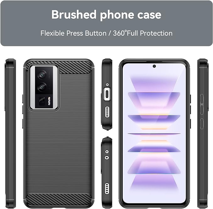 Protectores para celular  para Xiaomi  Pocophone Poco F5 Pro 5G Funda de tpu fibra de carbono Negro