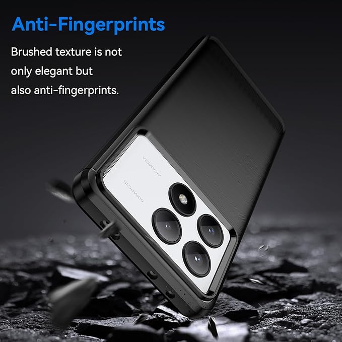 Protectores para celular  para Xiaomi  Pocophone Poco X6 Pro Funda de tpu fibra de carbono Negro