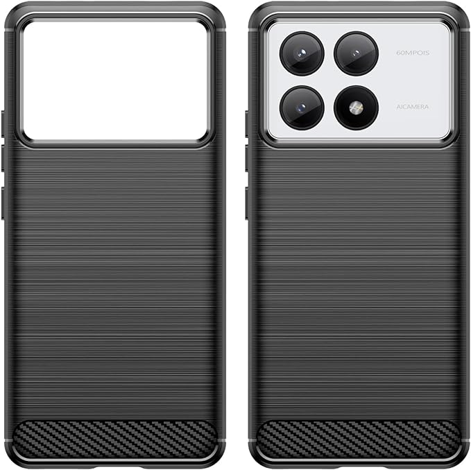 Protectores para celular  para Xiaomi  Pocophone Poco X6 Pro Funda de tpu fibra de carbono Negro