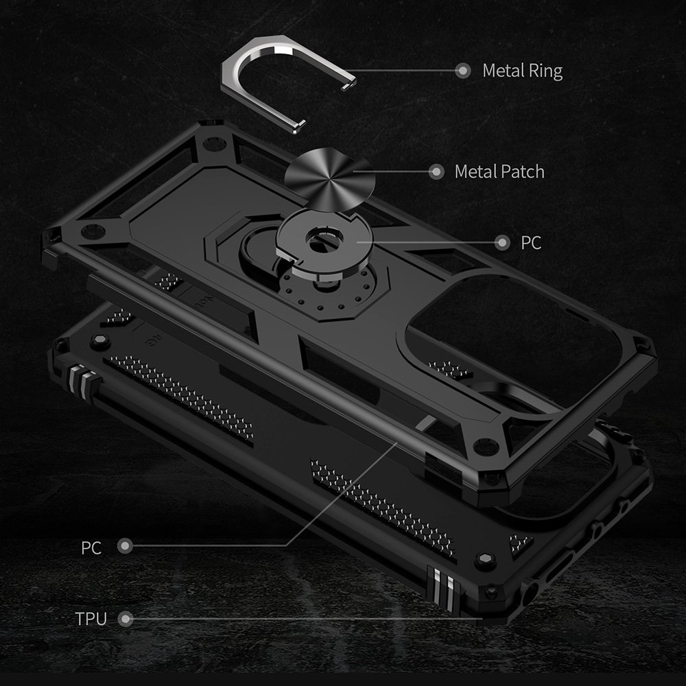 Protectores para celular  para Xiaomi  Redmi Note 13 Pro 4G / Poco M6 Pro Funda reforzada con anillo v2 Negro
