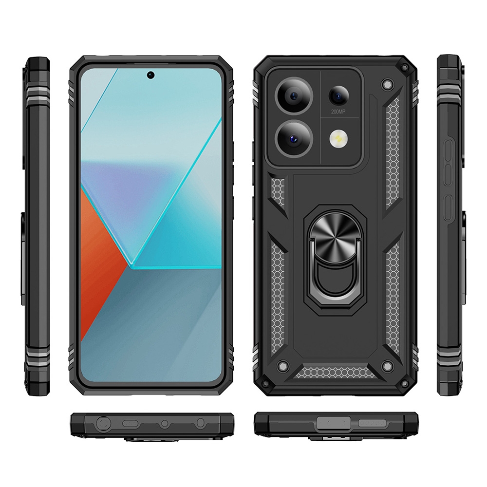 Protectores para celular  para Xiaomi  Redmi Note 13 Pro 5G / Poco X6 5G Funda reforzada con anillo v2 Negro