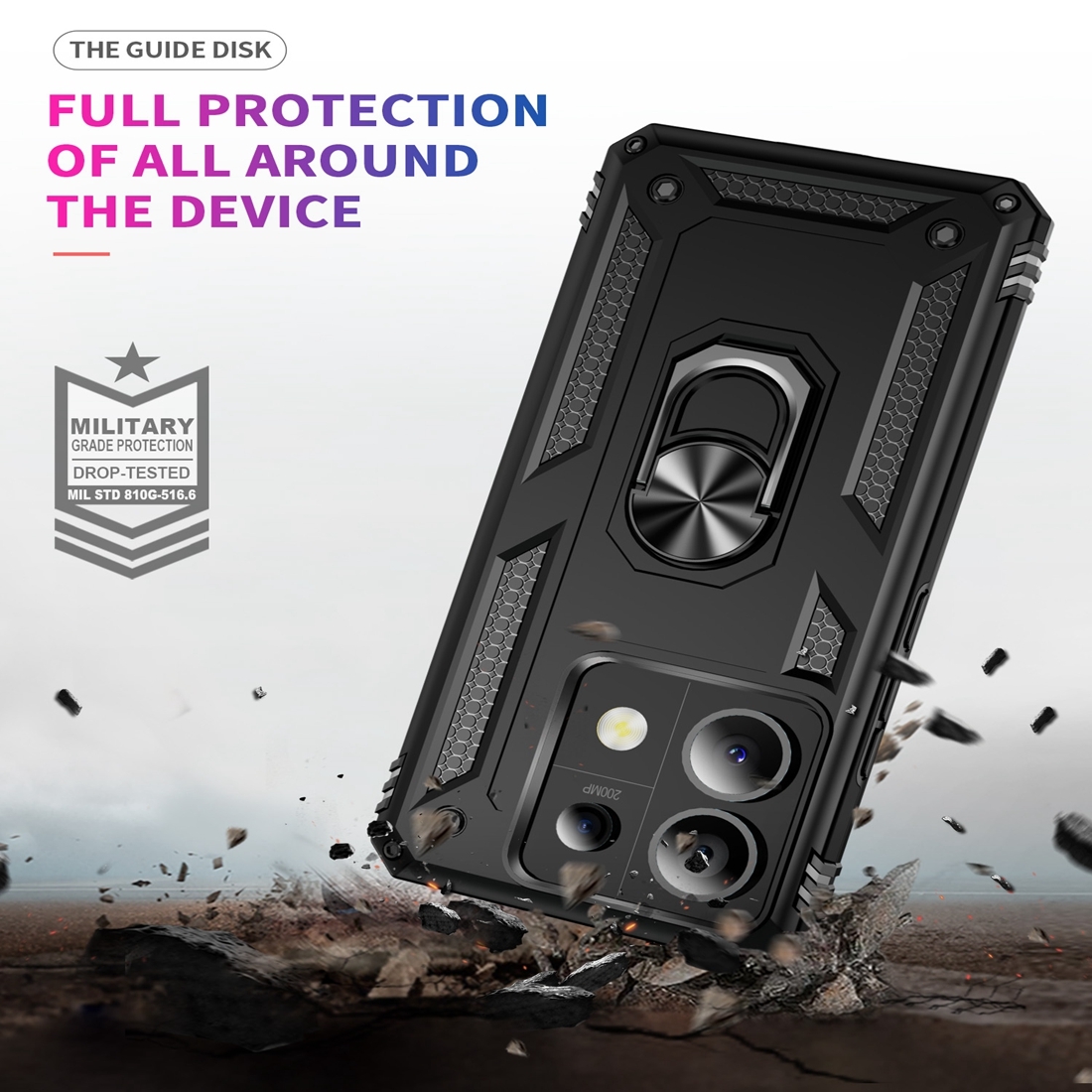 Protectores para celular  para Xiaomi  Redmi Note 13 Pro 5G / Poco X6 5G Funda reforzada con anillo v2 Negro