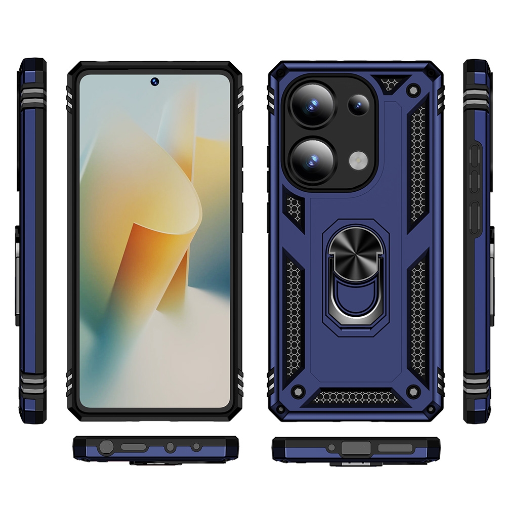Protectores para celular  para Xiaomi  Redmi Note 13 Pro 4G / Poco M6 Pro Funda reforzada con anillo v2 Azul