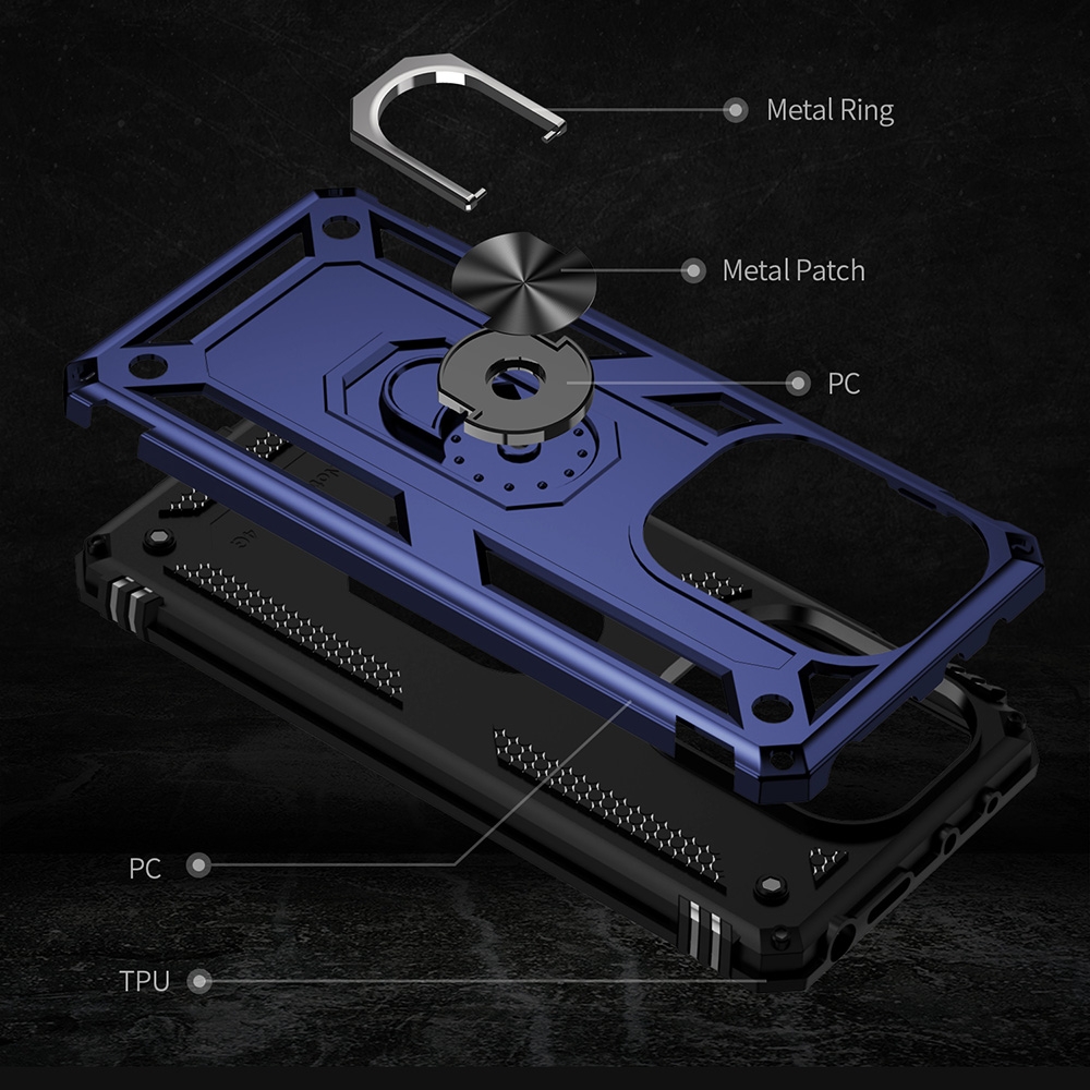 Protectores para celular  para Xiaomi  Redmi Note 13 Pro 4G / Poco M6 Pro Funda reforzada con anillo v2 Azul