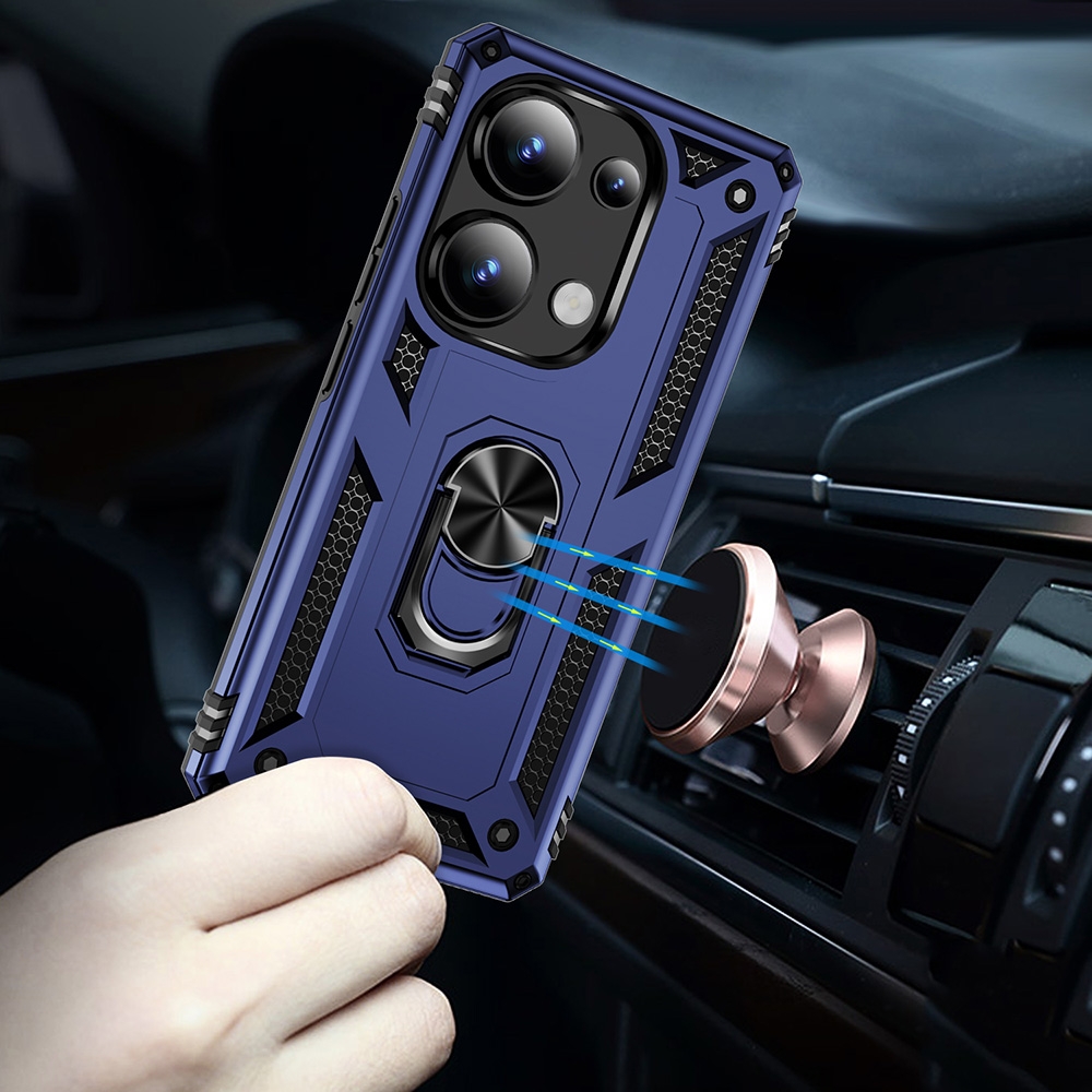 Protectores para celular  para Xiaomi  Redmi Note 13 Pro 4G / Poco M6 Pro Funda reforzada con anillo v2 Azul