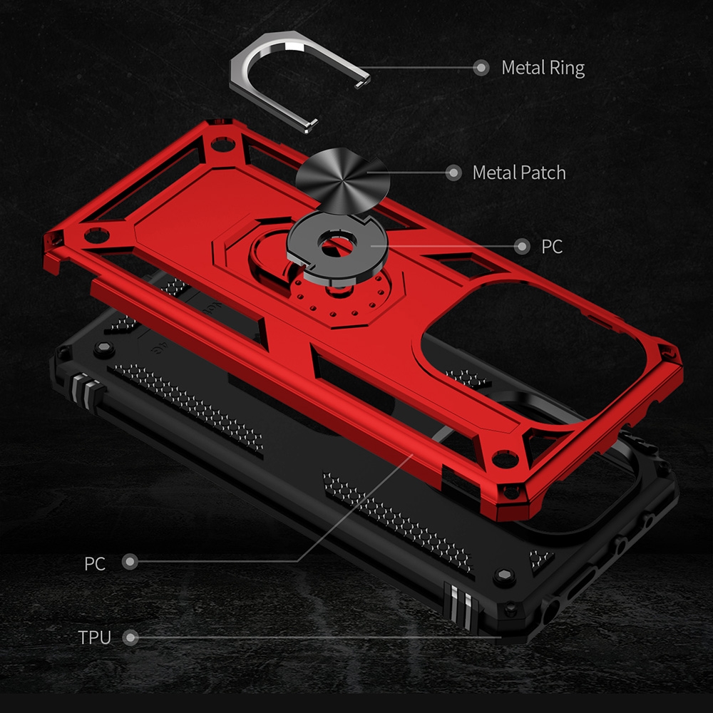 Protectores para celular  para Xiaomi  Redmi Note 13 Pro 4G / Poco M6 Pro Funda reforzada con anillo v2 Rojo