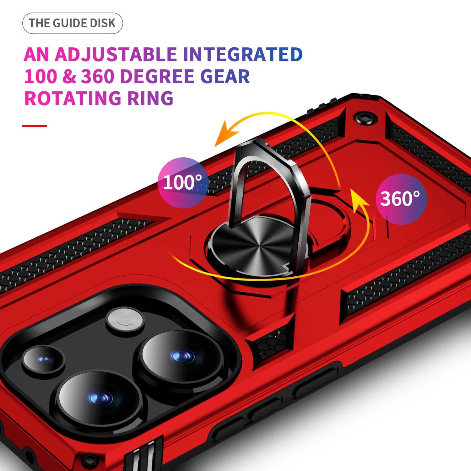 Protectores para celular  para Xiaomi  Redmi Note 13 Pro 4G / Poco M6 Pro Funda reforzada con anillo v2 Rojo
